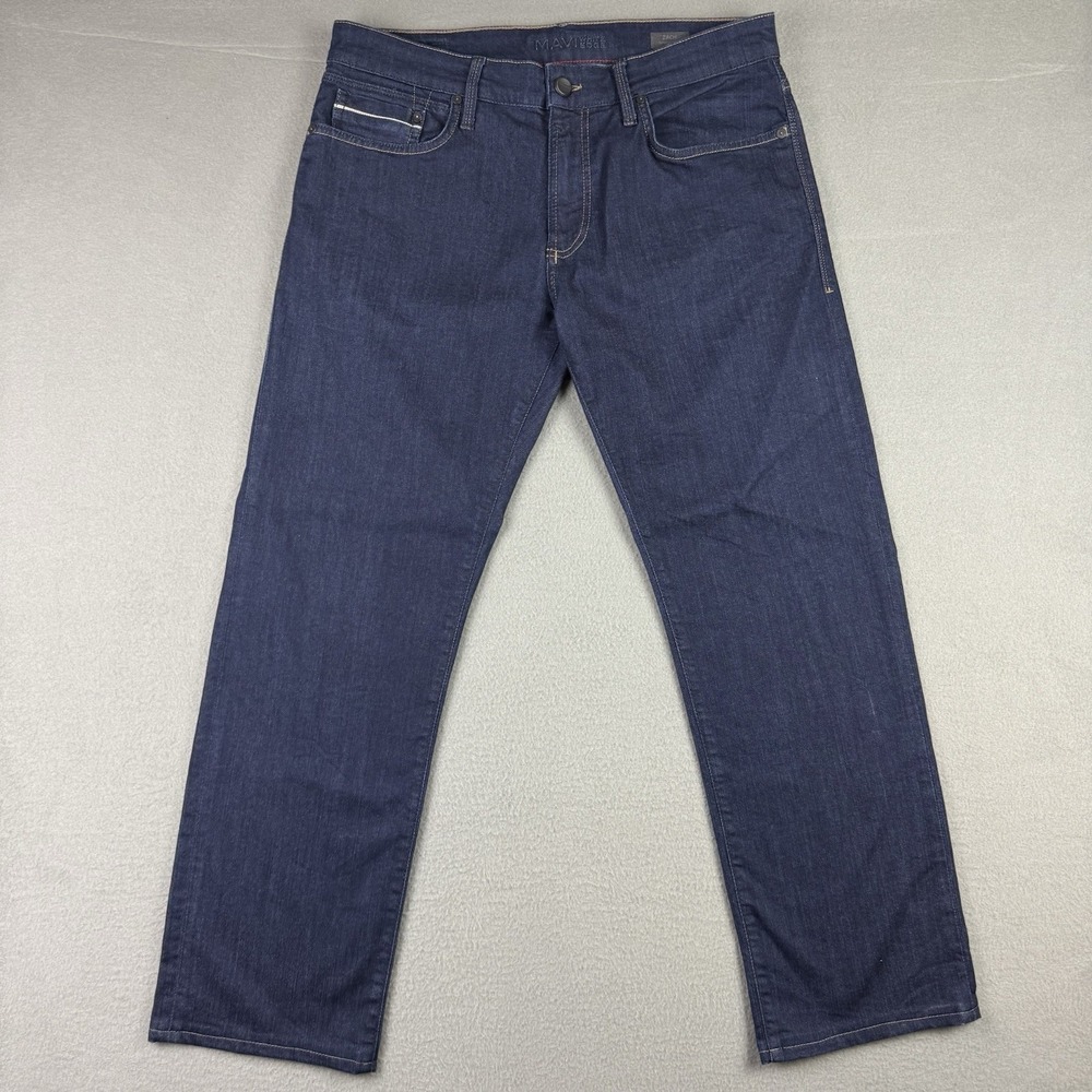 Mavi Jeans Mens 34x30*‎ Zach Straight Leg Mid Rise Stretch Dark Wash Faded Denim